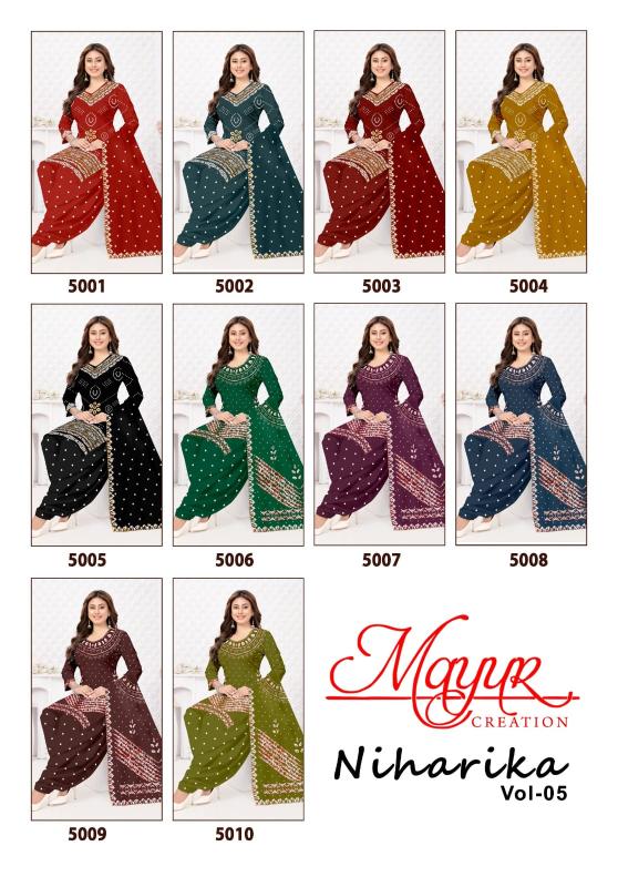 Mayur niharika vol-5 printed dress materials wholesalers